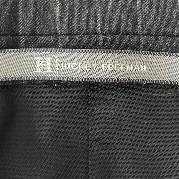 Hickey Freeman Men's Black Pinstripe Wool Blazer Jacket Coat Size 46 Long - Picture 8 of 12